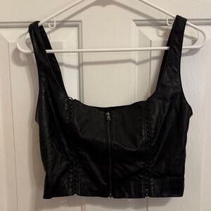 Bebe Black Women's Faux Leather Crop Top